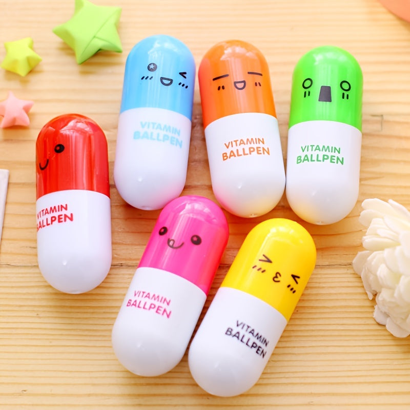6pcs 0.5mm Retractable Ballpoint Pen Cartoon Pen School Stationery