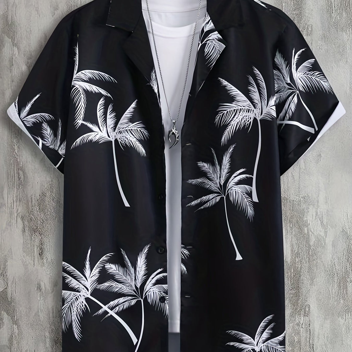 Coconut Tree Print Men's Casual Short Sleeve Shirt - Summer Vacation Resort Tops