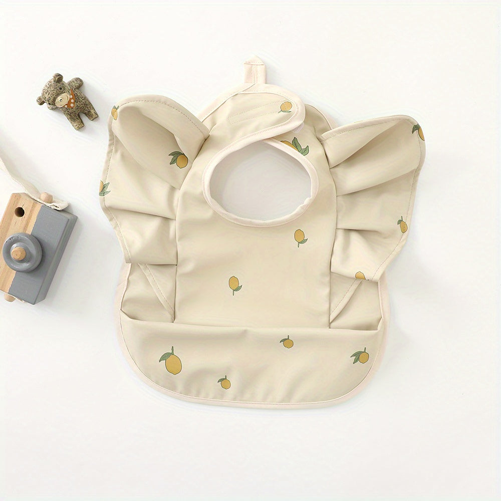 Waterproof Baby Bib Sleeveless With Pocket Bear Lemon Pattern