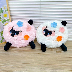 Cartoon Lamb Shaped Embroidery Shoulder Bag Soft Plush Storage Bag