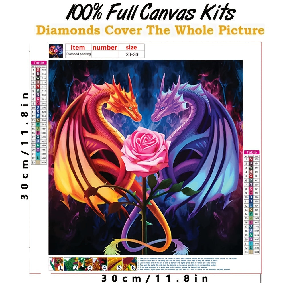 30 Adult & Kids 5D DIY Art Painting Set Dragon Love Round Full Diamond