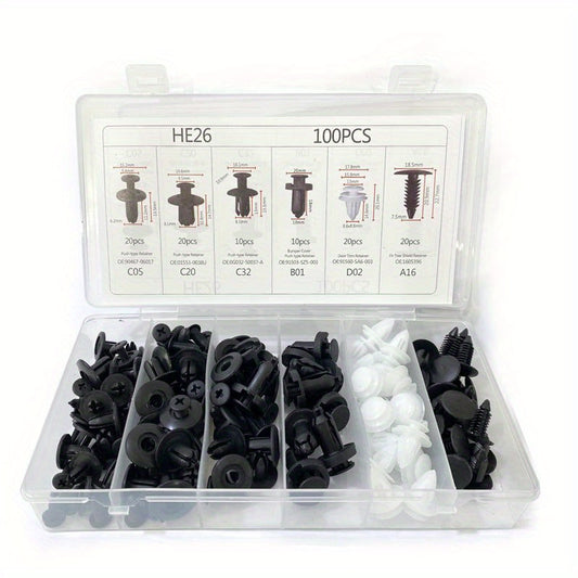100pcs Nylon Car Interior Bumper Fixer Mudguard Set
