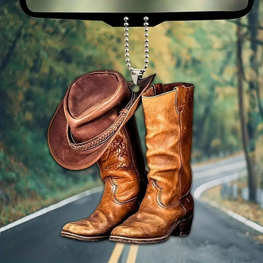 Stylish Acrylic Cowboy Hat Keychain for Car Interior