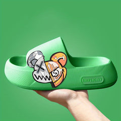 Men's Anime Print Non Slip Platform Slides Comfortable Cloud Slides