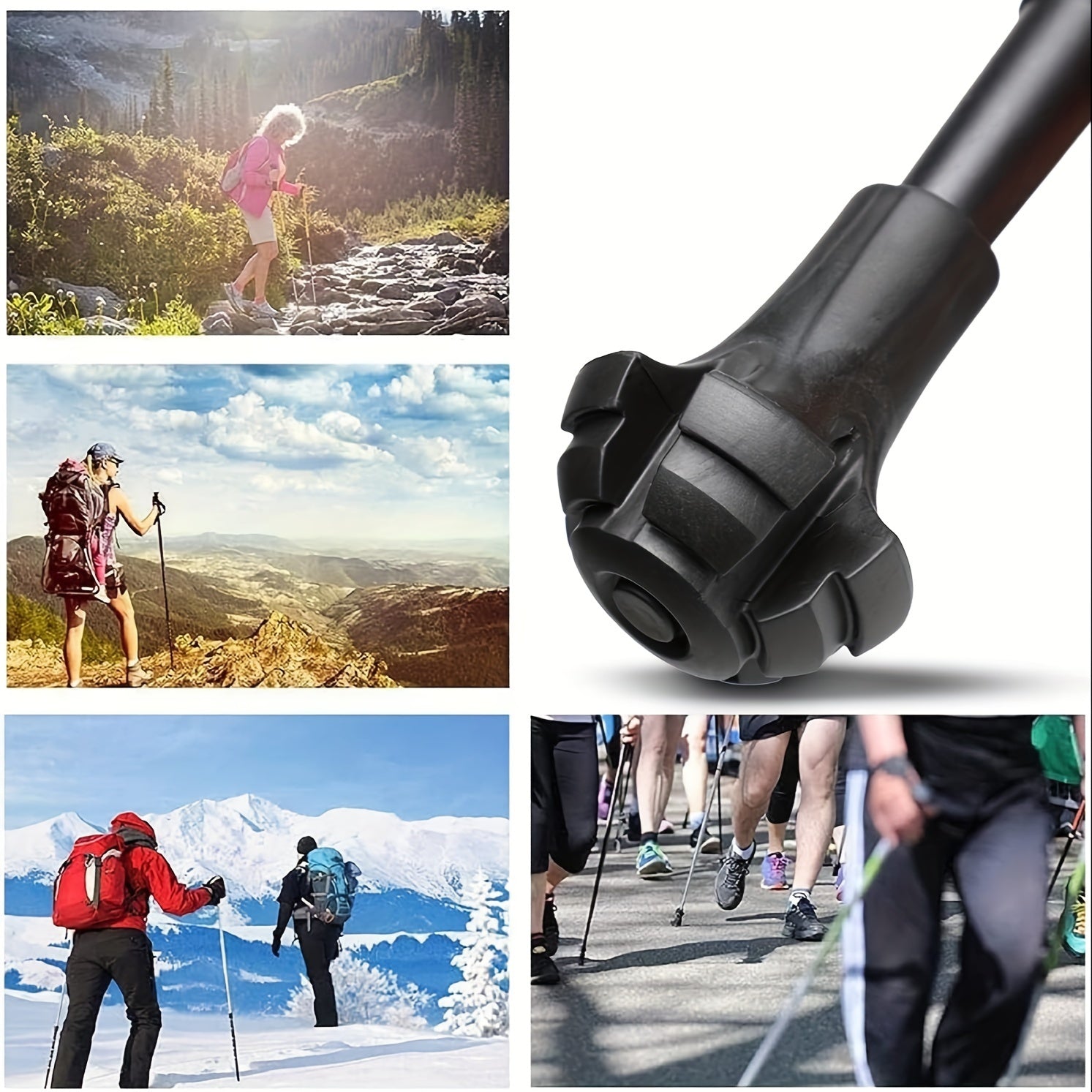 Trekking Pole Tips Replacement Protectors Rubber Hiking Pole Tips