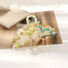 Bee Flower Rhinestone Hair Claw Clip Tassel Ponytail Hair Clamps