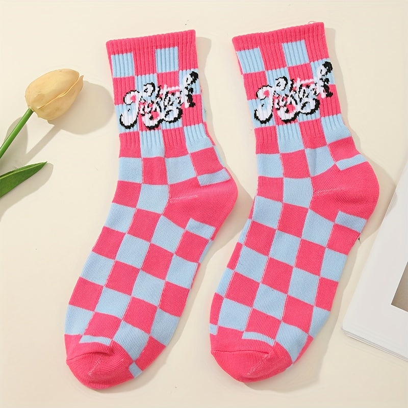 5 Pairs Heart & Letter Print Socks College Style Women's Stockings
