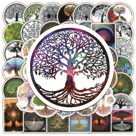 50Pcs Life Tree Doodle Sticker Waterproof Decorative DIY Creative Toys