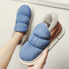 Plush Lined Thermal Furry Snow Boots - Keep Warm Slip On Snow Shoes