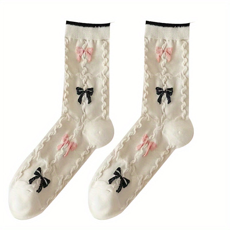 5 Pairs Cute Pattern Mid Tube Socks for Women