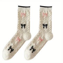 5 Pairs Cute Pattern Mid Tube Socks for Women