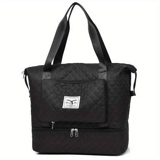 Argyle Pattern Travel Bag Large Capacity Duffel Bag with Shoes Compartment