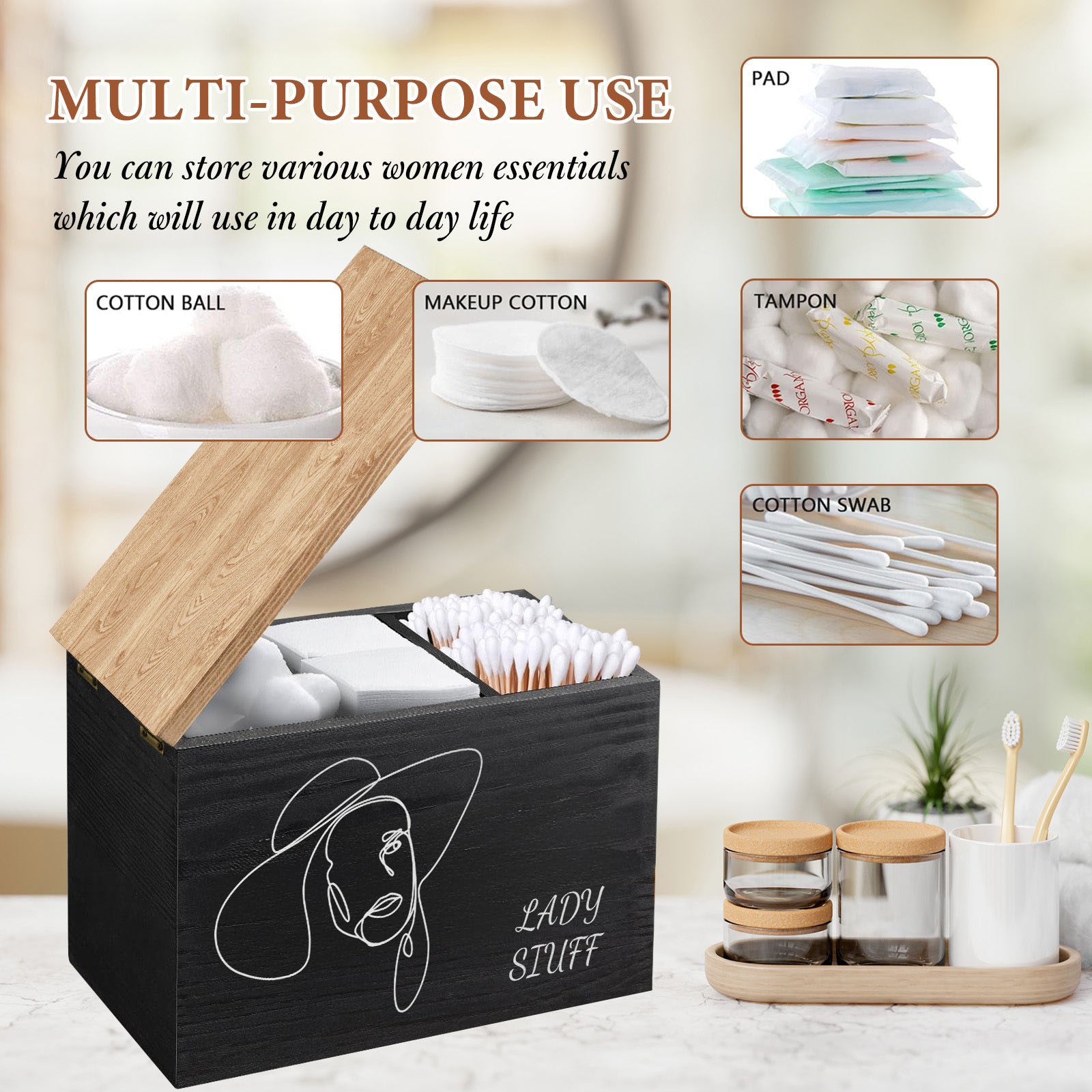 Tampon Holder for Bathroom Period Storage Box