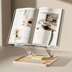 Adjustable Acrylic Bookshelf with Pen Slot - Foldable Stand