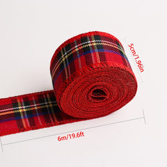 Burlap Colored Plaid Ribbon Roll 1.57inch 6m