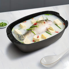 Granite Roaster Pan With Grill Rack 19.5" Ultra Nonstick Glass Lid