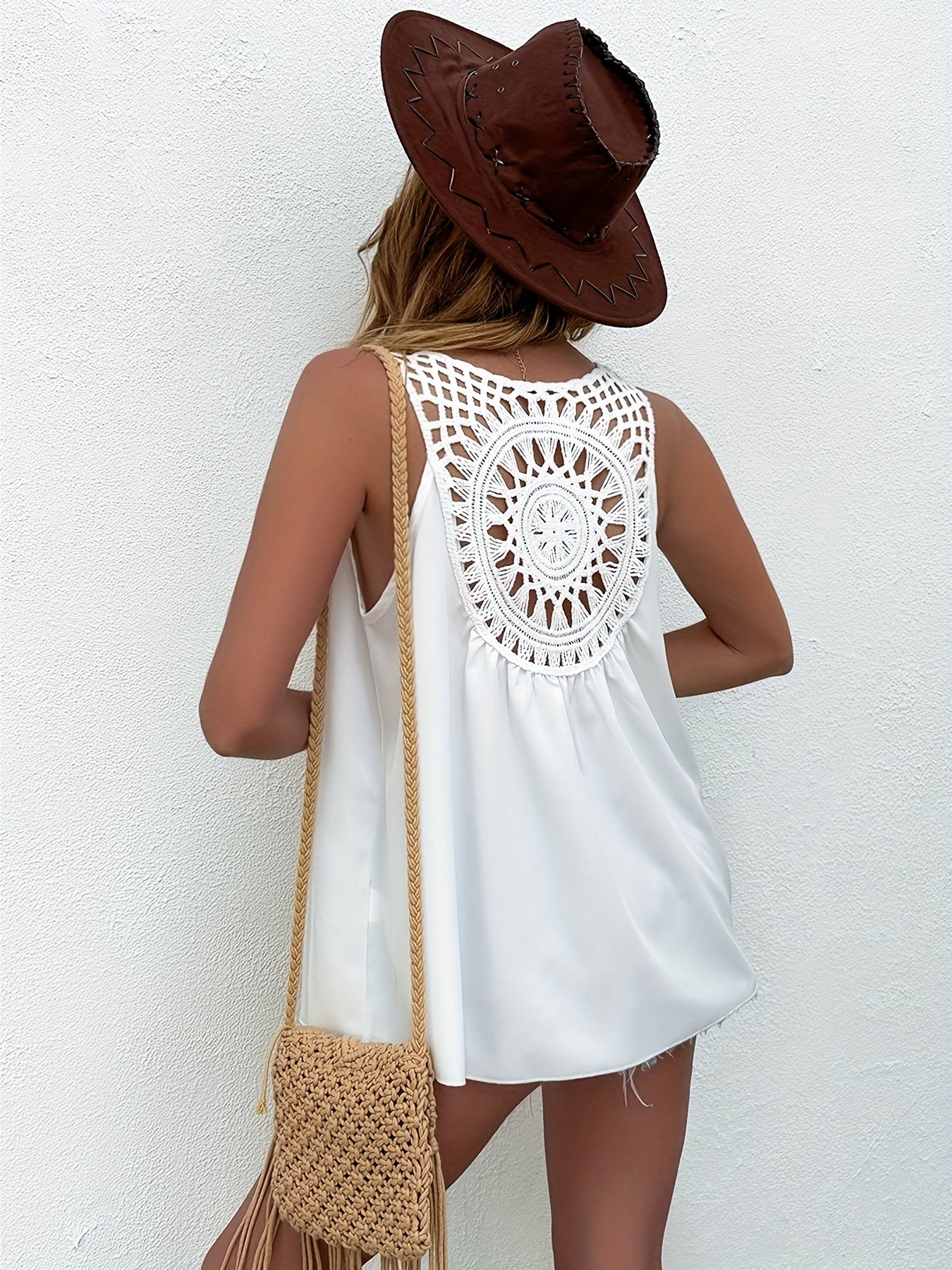 Crochet V Neck Tank Top for Women