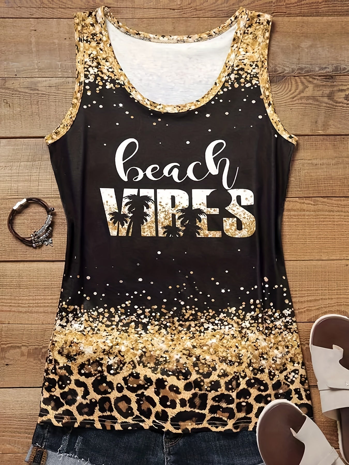 Sleeveless Letter Print Tank Top for Summer