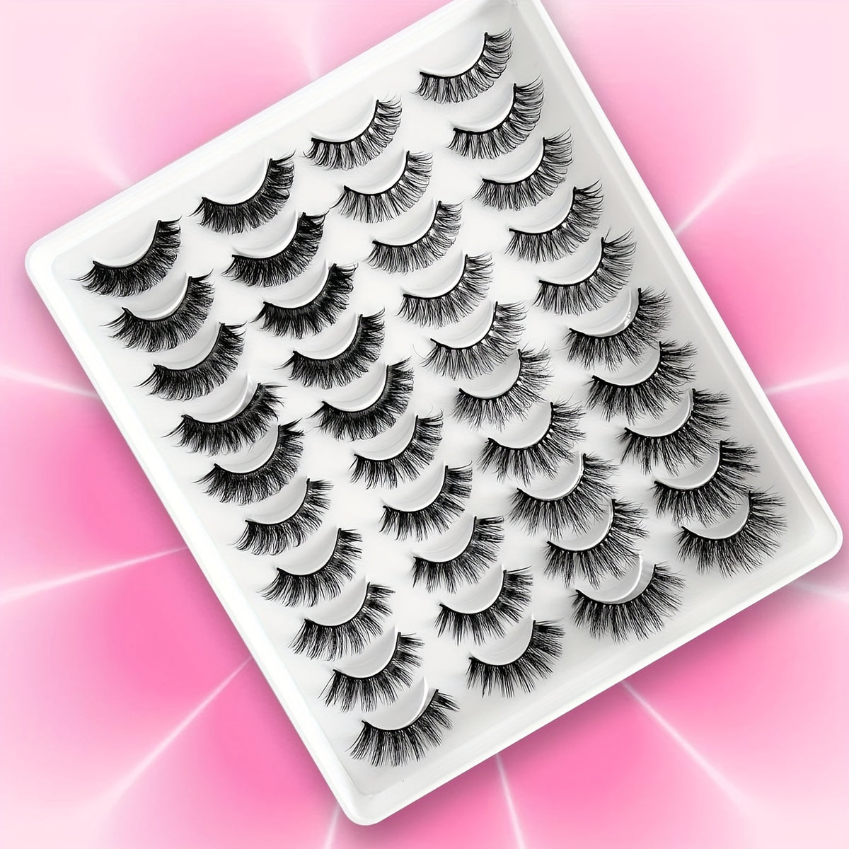 20 Pairs 3D Mixed Long/Short False Eyelashes Makeup Thick Fluffy Natural Look