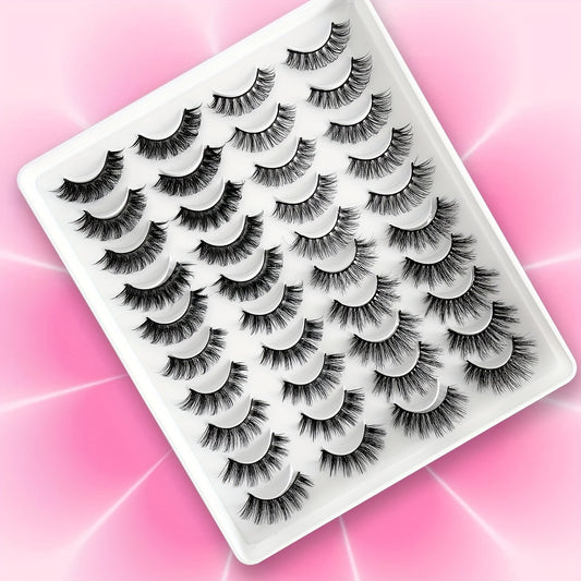 20 Pairs 3D Mixed Long/Short False Eyelashes Makeup Thick Fluffy Natural Look