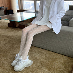 Moon Pattern Fishnet Tights High Waist Pantyhose