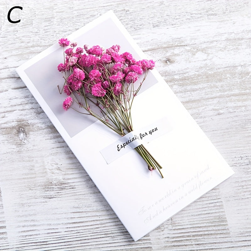 Dried Flower Blessing Card for Women, After Sales Cartoon Design