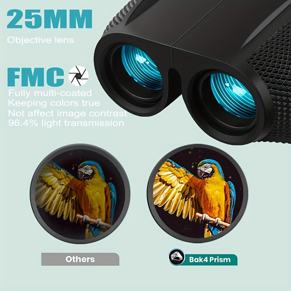 Portable HD Binoculars 10X25 for Bird Watching Travel Hiking