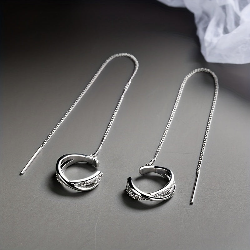 Zircon Decor Sexy Ear Cuff Threader Earrings Copper Jewelry