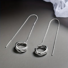 Zircon Decor Sexy Ear Cuff Threader Earrings Copper Jewelry