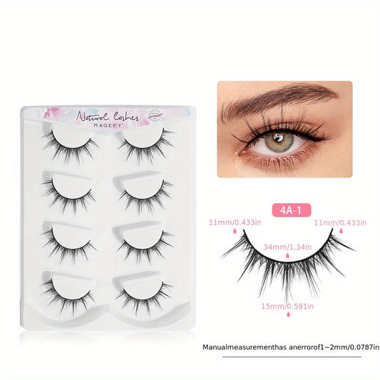 4 Pairs 3D Fiber Faux Mink Lashes C Curling Thick False Eyelashes
