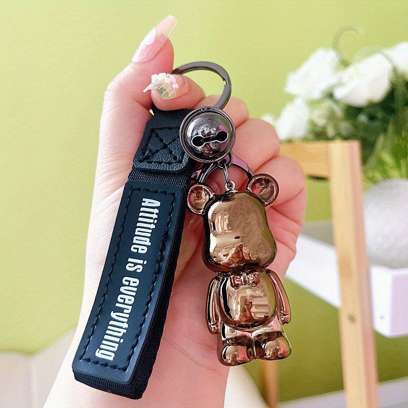 Bow Tie Bear Keychain Leather Lanyard Animal Bag Charms Keyring Pendant