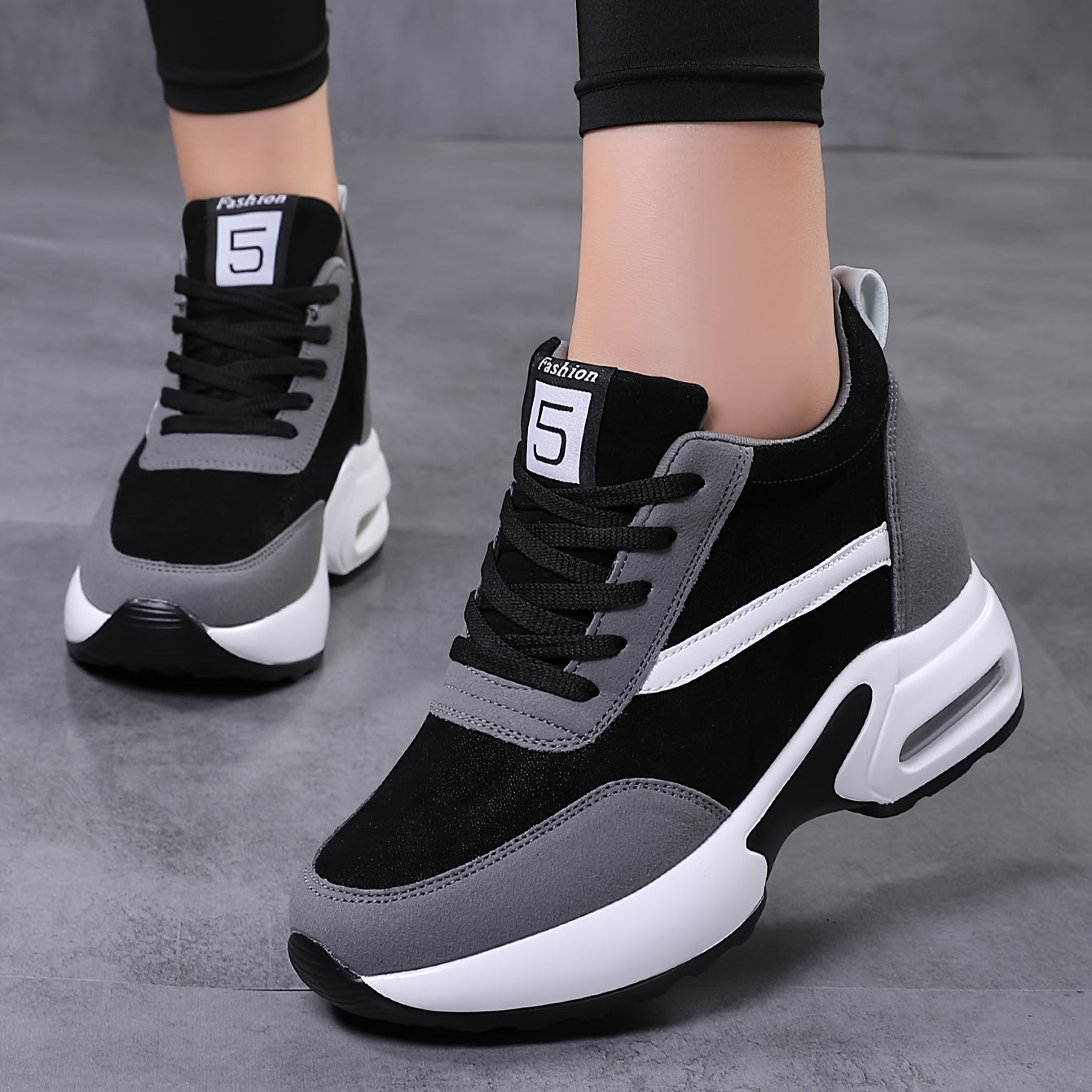 Chunky Lace-up Platform Sneakers with Hidden Heel