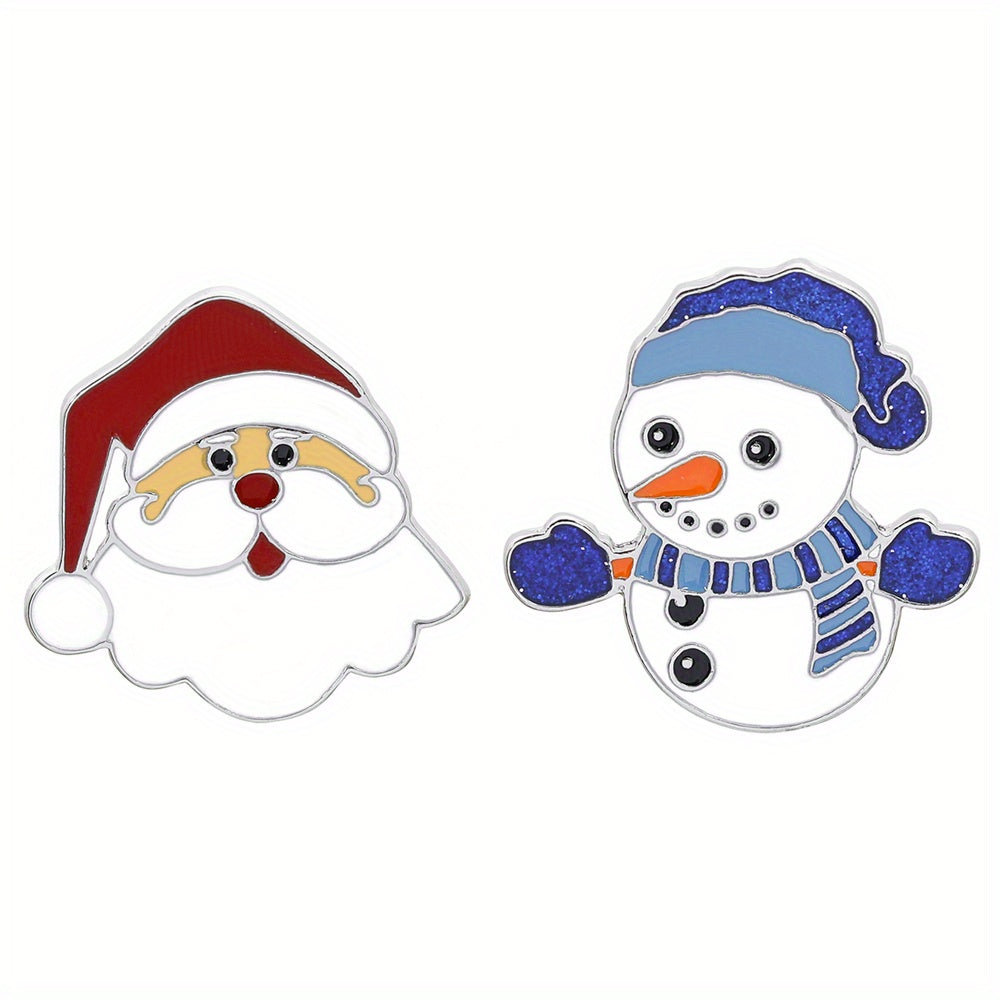 2pcs Christmas Brooch Snowman Santa Claus Bracelet Bag Accessory Holiday Men