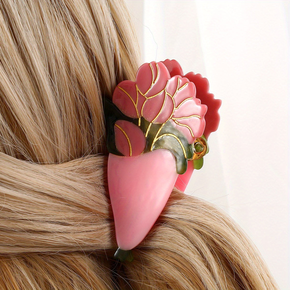 Sweet Flower Shark Clip Acetate Hair Claw for Women Girls