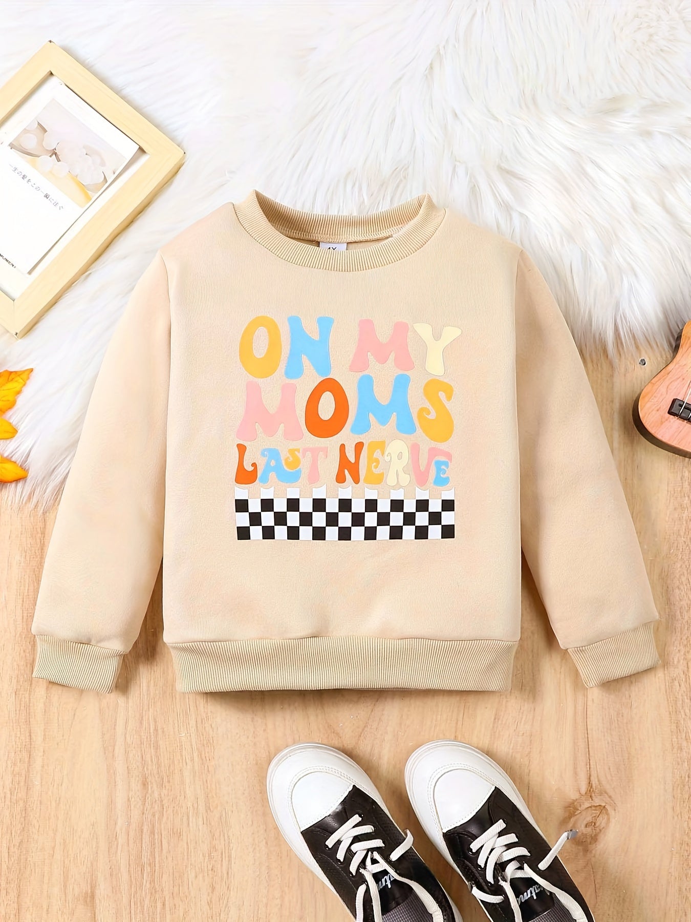 Checkerboard Pattern Kid's Thermal Sweatshirt