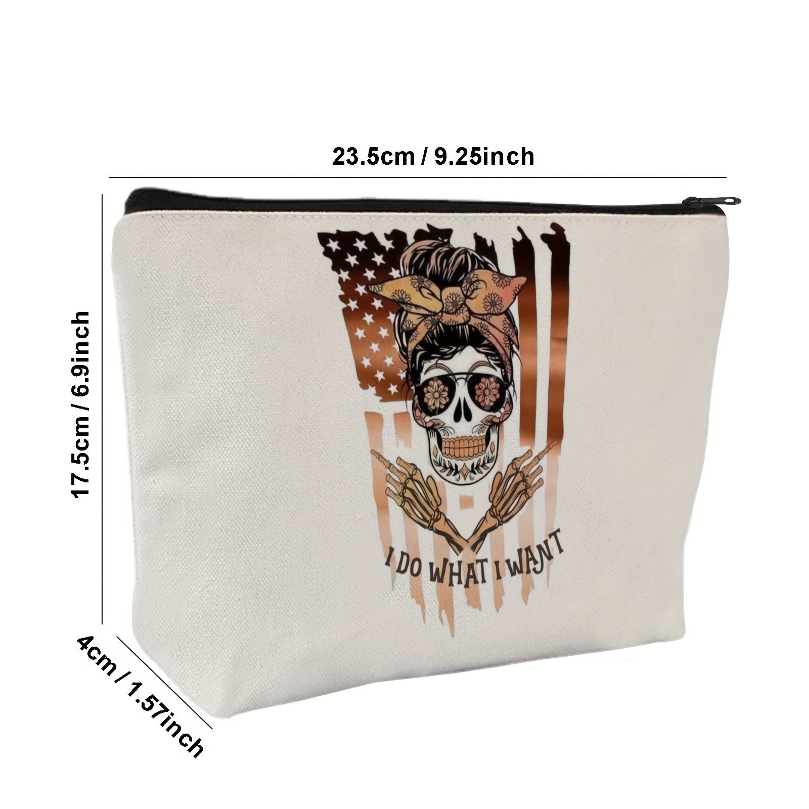 Halloween Makeup Bag Skull & Flag Pattern Travel Pouch Toiletry Bag