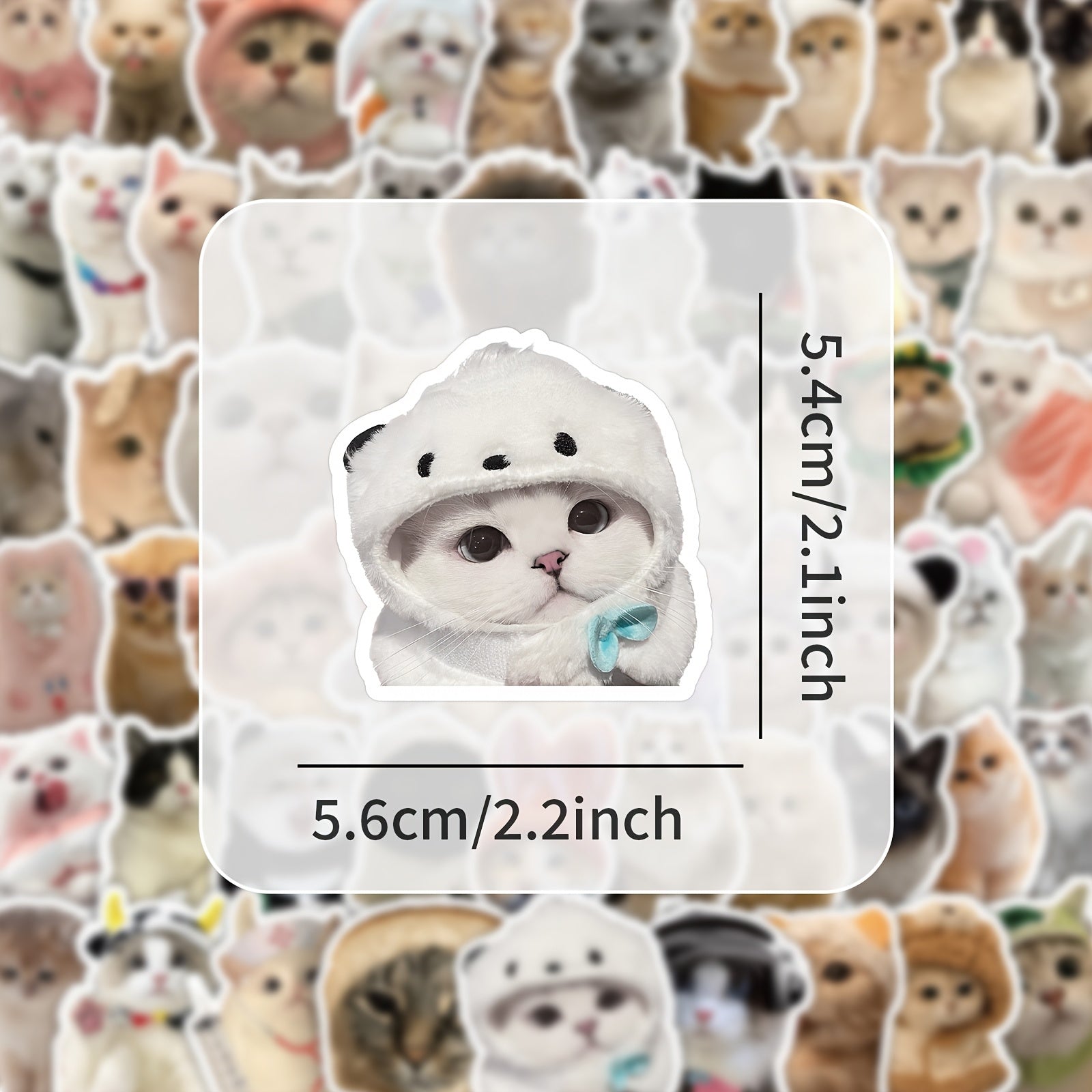60pcs Cat Sticker Pack Waterproof Vinyl Stickers Mixed Colors