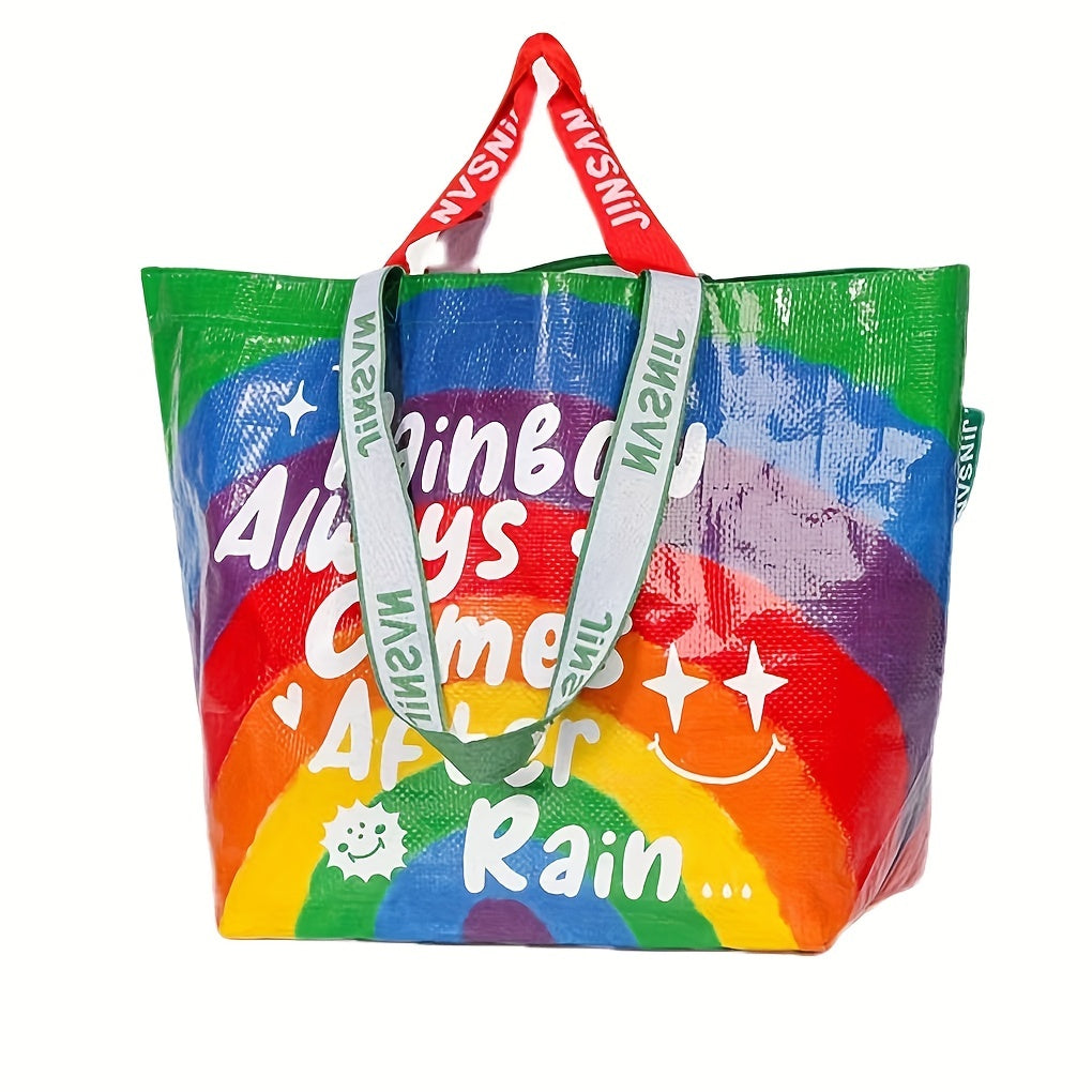 Rainbow Large Tote Bag Shoulder Bag Eco Friendly Shopping Grocery Bag