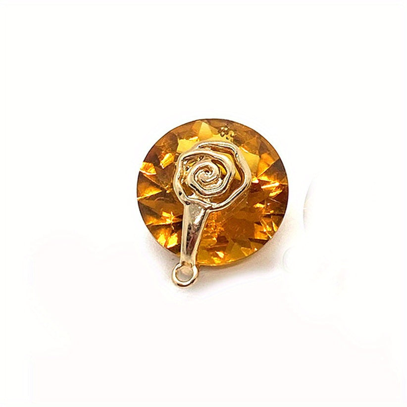 Natural Stone Faceted Crystal Pendant 14mm Round DIY Jewelry