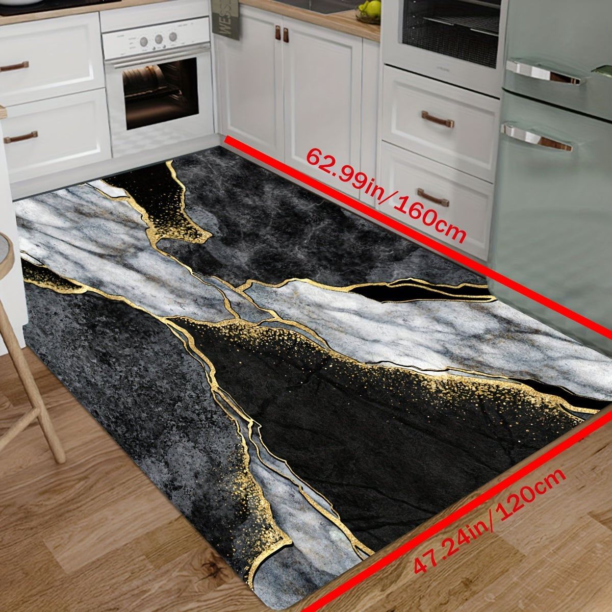 Marble Pattern Kitchen Rug Non Slip Absorbent Stain Resistant