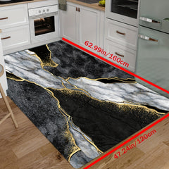 Marble Pattern Kitchen Rug Non Slip Absorbent Stain Resistant