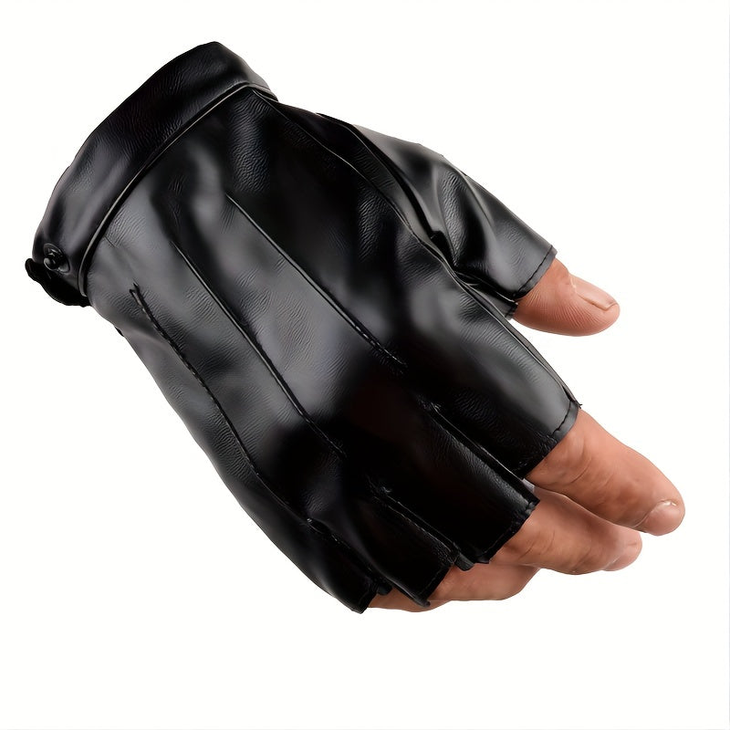 1pair PU Outdoor Half Finger Gloves Non slip Driving Motorcycle Gloves