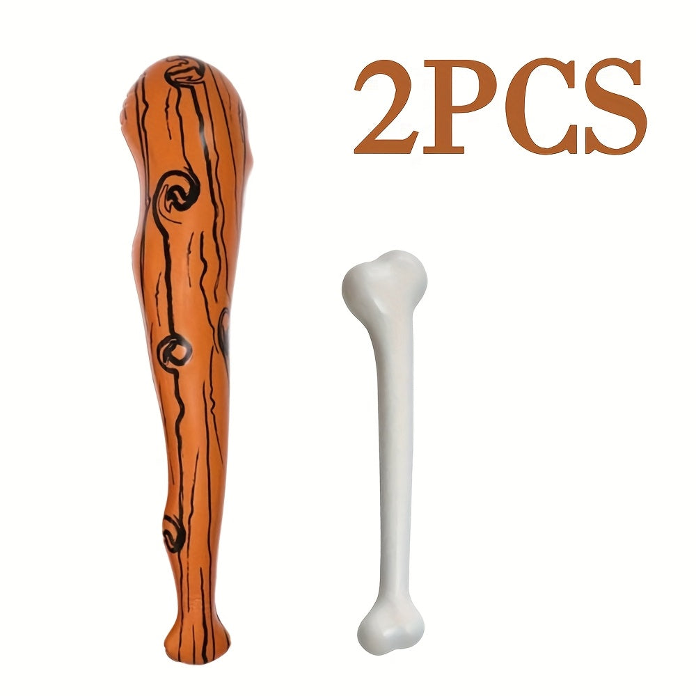 2pcs Inflatable Caveman Bat and Bone Set Dinosaur Caveman Party Props