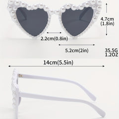 Y2K Faux Pearl Heart Sunglasses Women Prom Decorative Shades UV400