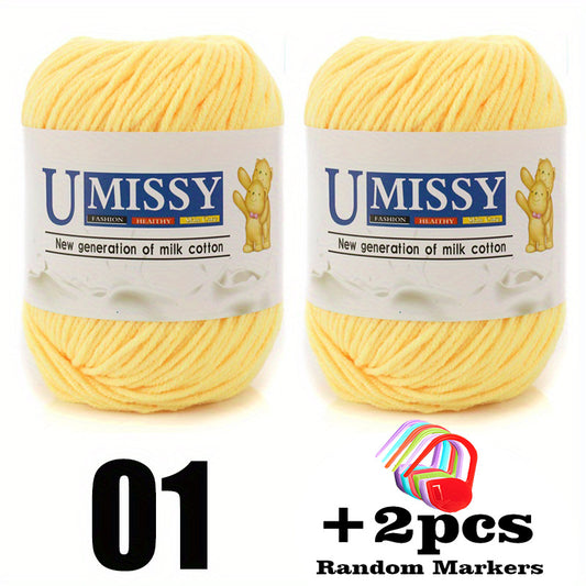 2pcs 50g Cotton Blended Knitting Yarn Soft Yarn For Beginners DIY Yarn