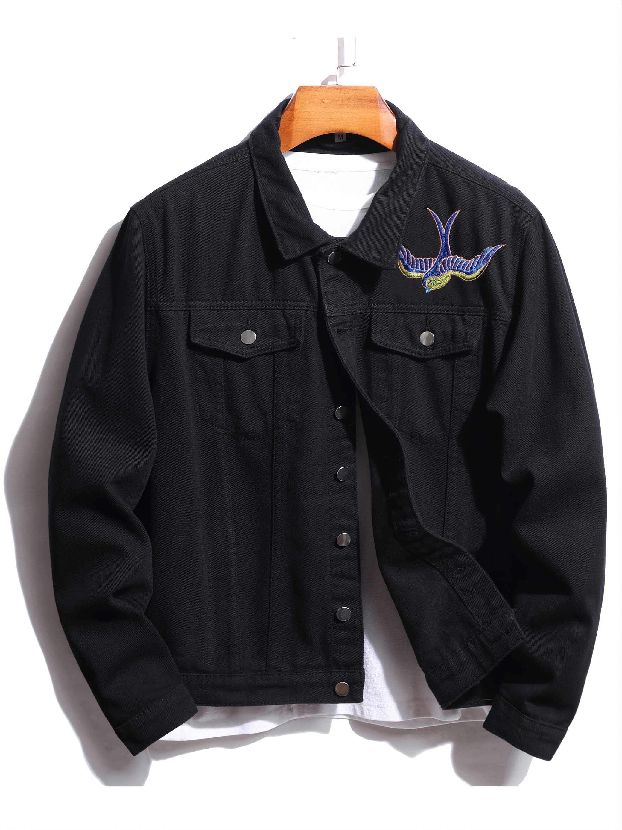 Men's Denim Jackets with Embroidered Roses