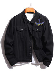 Men's Denim Jackets with Embroidered Roses