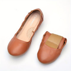 Women's Soft Sole Ballet Flats Solid Faux Leather Slip On Shoes Comfortable