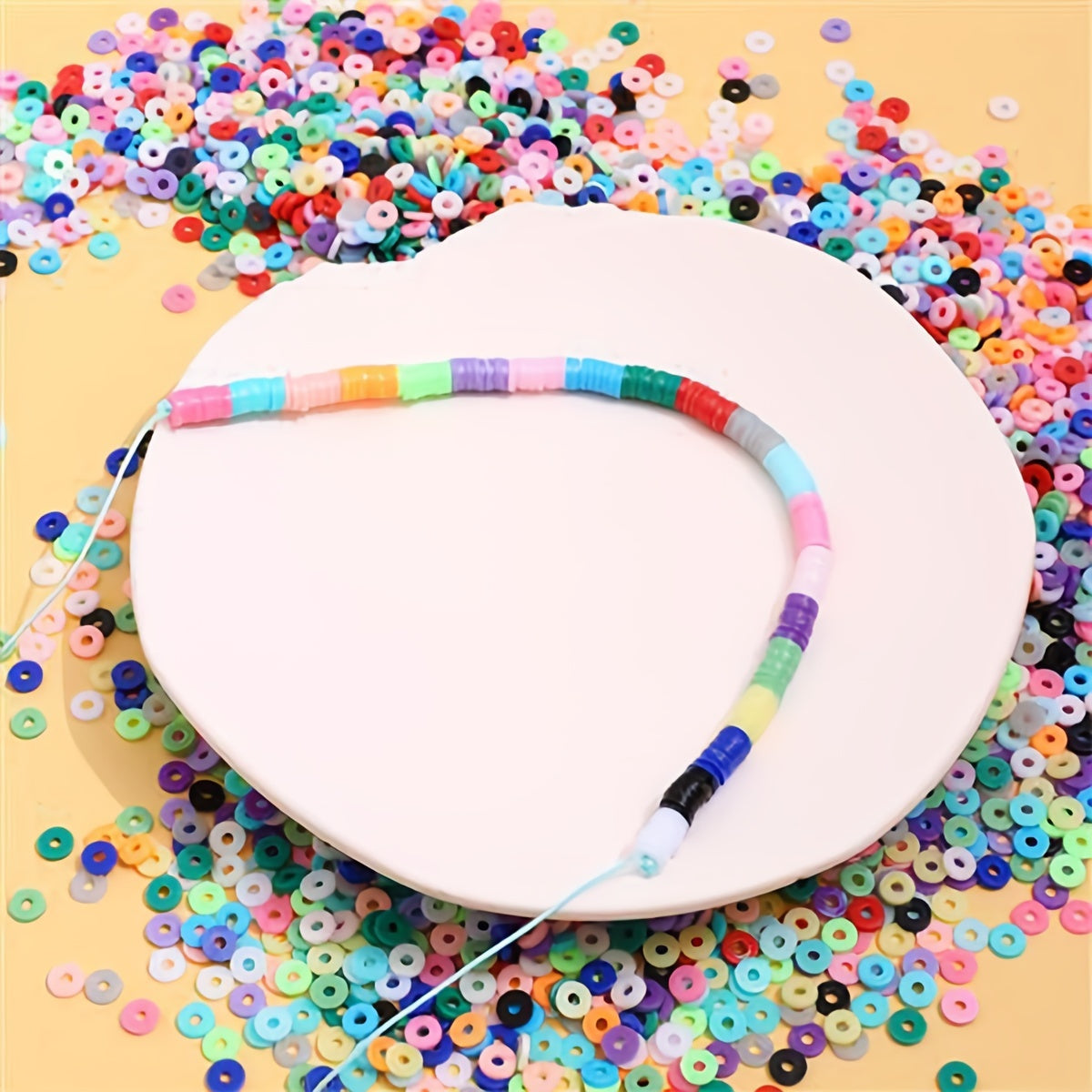 4200pcs 28-Grid 6mm Flat Round Clay Beads Jewelry Making DIY Girls Craft