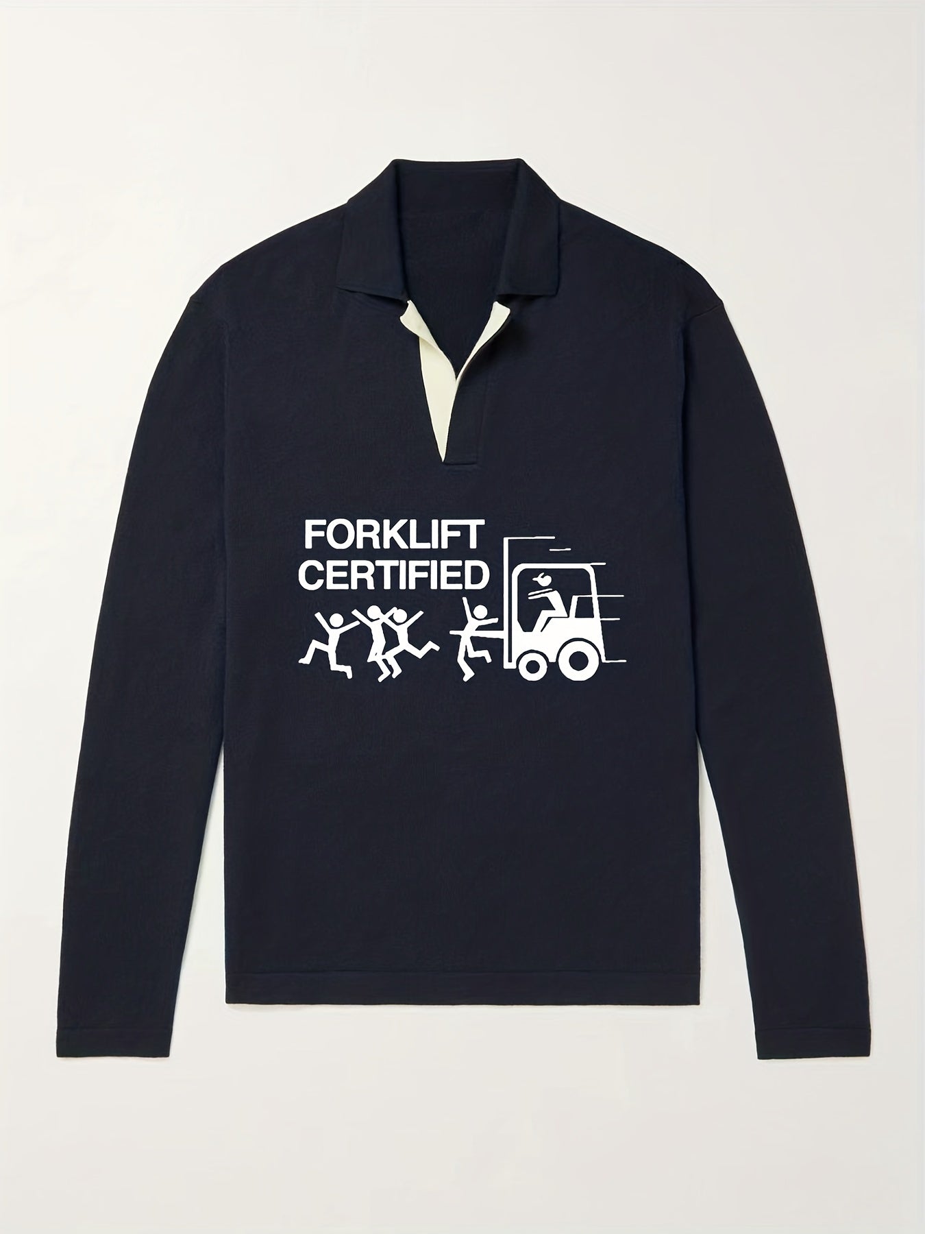 Funny Pattern Knit Polo Shirt Men's Casual Lapel Pullover Sweater